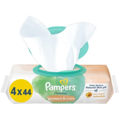 Pampers Harmonie Protect&Care vlhčené čisticí ubrousky pro děti s měsíčkem lékařským 176 ks - parfo.cz