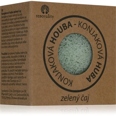 Renovality Konjaková houba zelený čaj čisticí houbička pro normální až smíšenou pleť 7x4 cm - parfo.cz