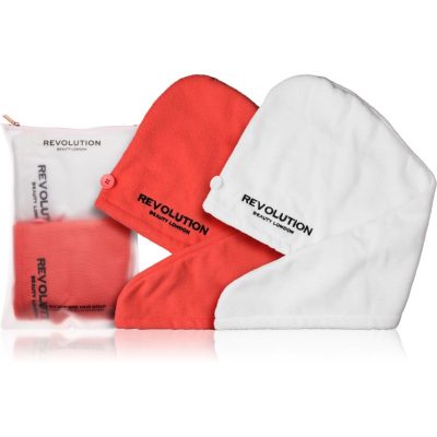 Revolution Haircare Microfibre Hair Wraps ručník na vlasy odstín Coral/White 2 ks - parfo.cz