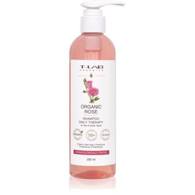 T-LAB Organics Organic Rose Daily Therapy Shampoo zklidňující šampon pro všechny typy vlasů 250 ml - parfo.cz