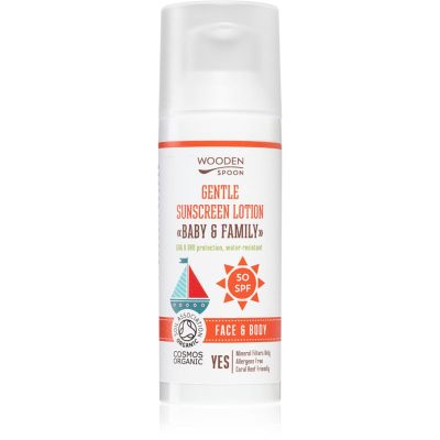 WoodenSpoon Baby & Family ochranné opalovací mléko pro celou rodinu SPF 50 50 ml - parfo.cz