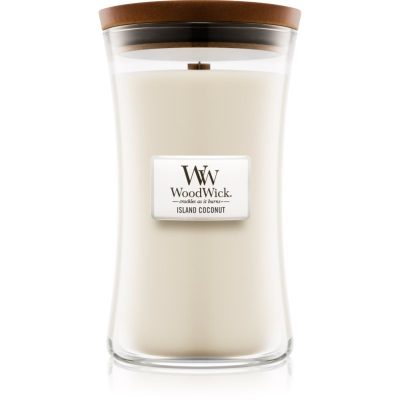 Woodwick Island Coconut vonná svíčka s dřevěným knotem 609.5 g - parfo.cz