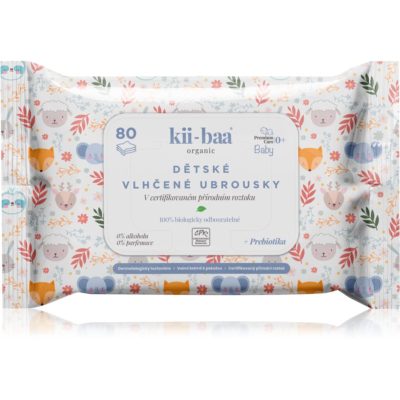kii-baa® organic Baby Premium Care vlhčené ubrousky pro děti s prebiotiky 80 ks - parfo.cz