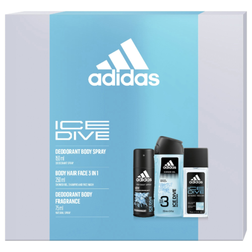 Ice Dive – deodorant s rozprašovačem 75 ml + sprchový gel 250 ml + deodorant ve spreji 150 ml Adidas