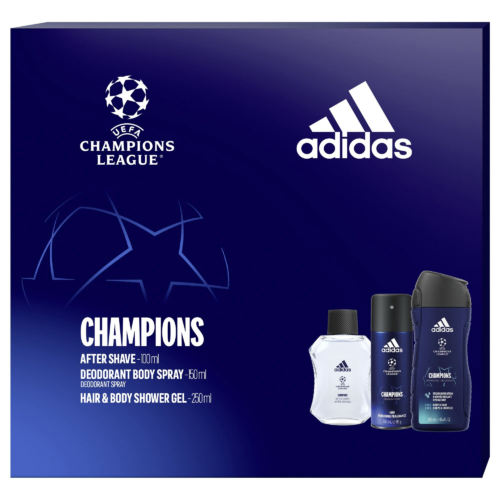 UEFA Champions League Edition – voda po holení 100 ml + sprchový gel 250 ml + deodorant ve spreji 150 ml Adidas