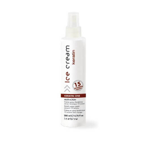 Bezoplachový sprej na vlasy s 15-ti účinky Ice Cream Keratin (Keratin One Multi-Action) 200 ml Inebrya