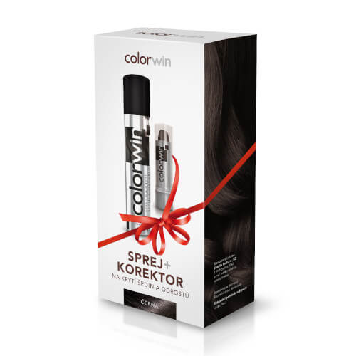 Sprej a korektor na krytí šedin a odrostů Černý 75 ml + 4,6 g Colorwin