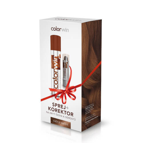 Sprej a korektor na krytí šedin a odrostů Světle hnědý 75 ml + 4,6 g Colorwin