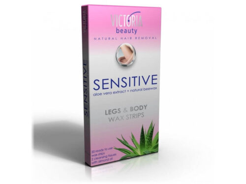 Depilační voskové pásky na tělo a nohy Sensitive (Body & Legs Waxing Strips) 20 ks Victoria Beauty