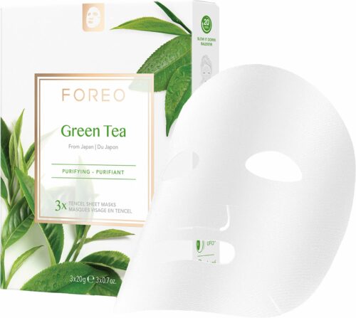 Očišťující plátýnková maska pro smíšenou pleť Green Tea (Purifying Sheet Mask) 3 x 20 g Foreo