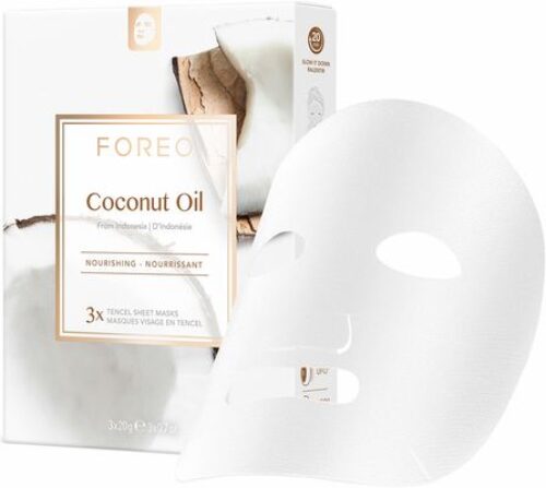 Vyživující plátýnková maska pro dehydratovanou pleť Coconut Oil (Nourishing Sheet Mask) 3 x 20 g Foreo