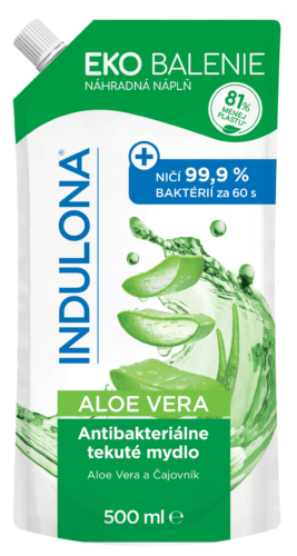 Antibakteriální tekuté mýdlo Aloe Vera – náhradní náplň 500 ml Indulona