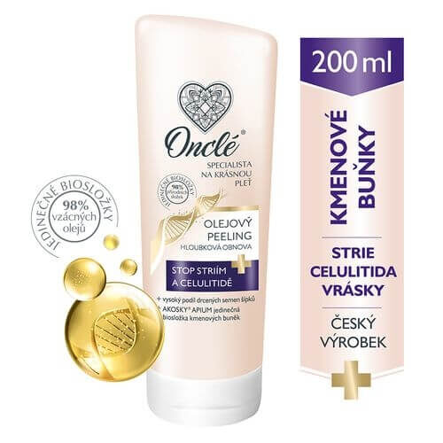 Luxusní olejový peeling s biosložkou kmenových buněk 200 ml Onclé