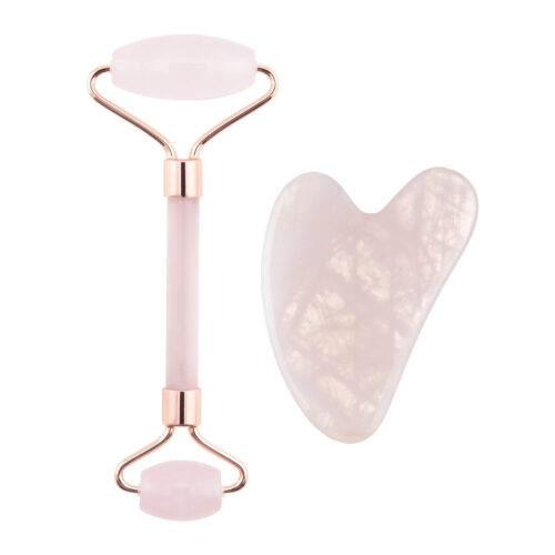 Masážní váleček a destička Guasha růženín (Rose Quartz Jade Roller & Gua Sha Set) Palsar 7